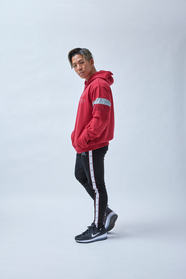 ARES BICOLOR LINE OVERSIZE HOODIE RED